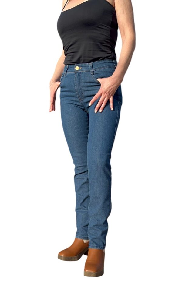 Pantalón Jeans Elastico Recto Bordado Caja 24 Cm